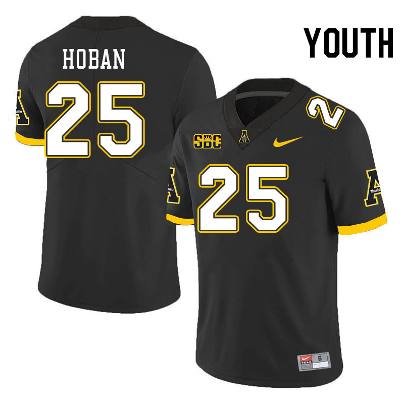 Youth #25 Blake Hoban Appalachian State Mountaineers College Football Jerseys Stitched-Black